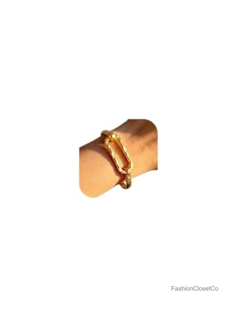 Lightweight Chunky 14K Gold Plated Bangle Bracelet Spring Hook Closure